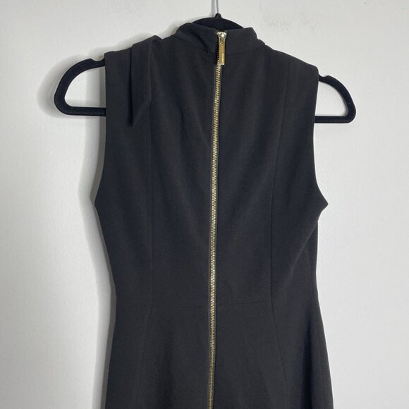 Calvin Klein BLACK Tie Neck Sleeveless Crepe Dress size 2 Bow-Neck Sheath - Picture 10 of 12
